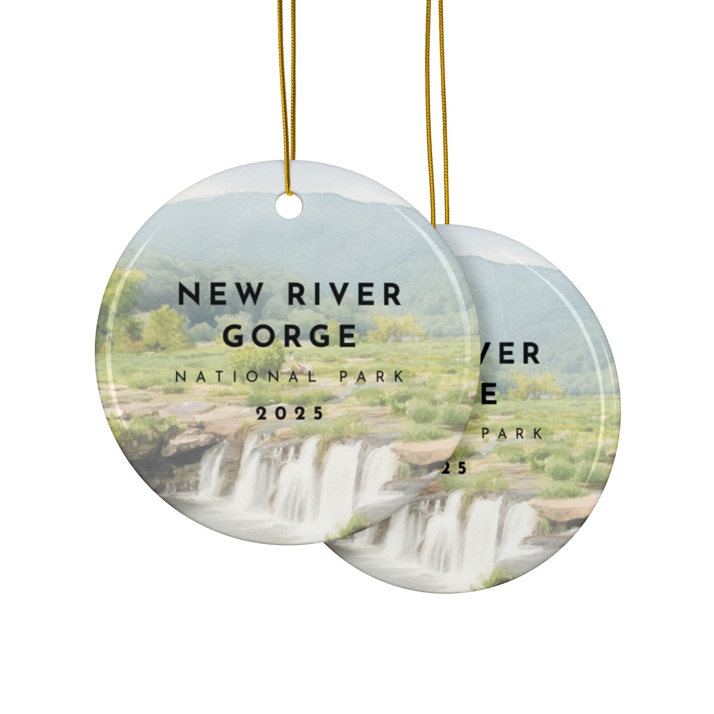 New River Gorge National Park 2025 Souvenir Ceramic Ornament (Double sided)