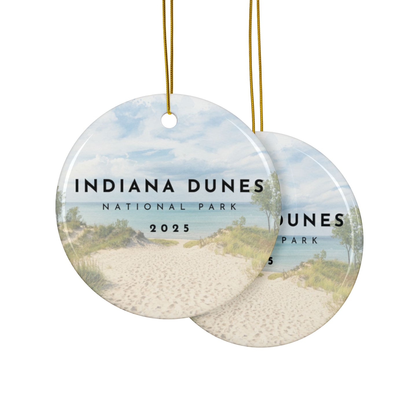 Indiana Dunes National Park 2025 Souvenir Ceramic Ornament (Double sided)