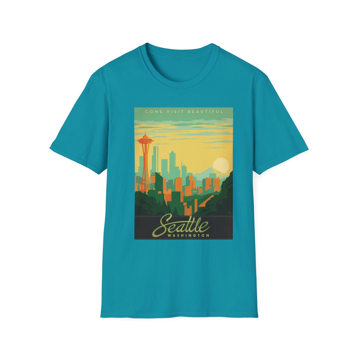 Seattle Washington Vintage Travel Art