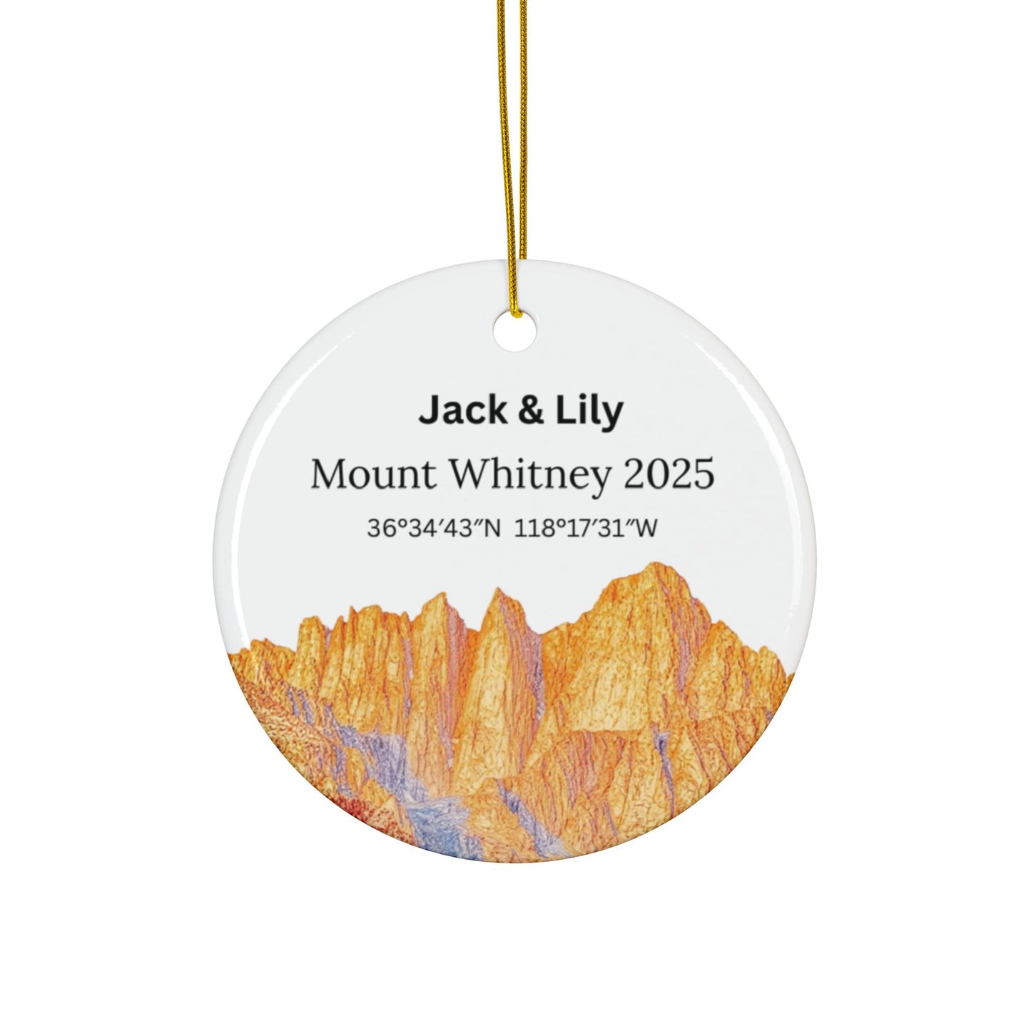 Personalized Mount Whitney Ceramic Ornament (2-sided)