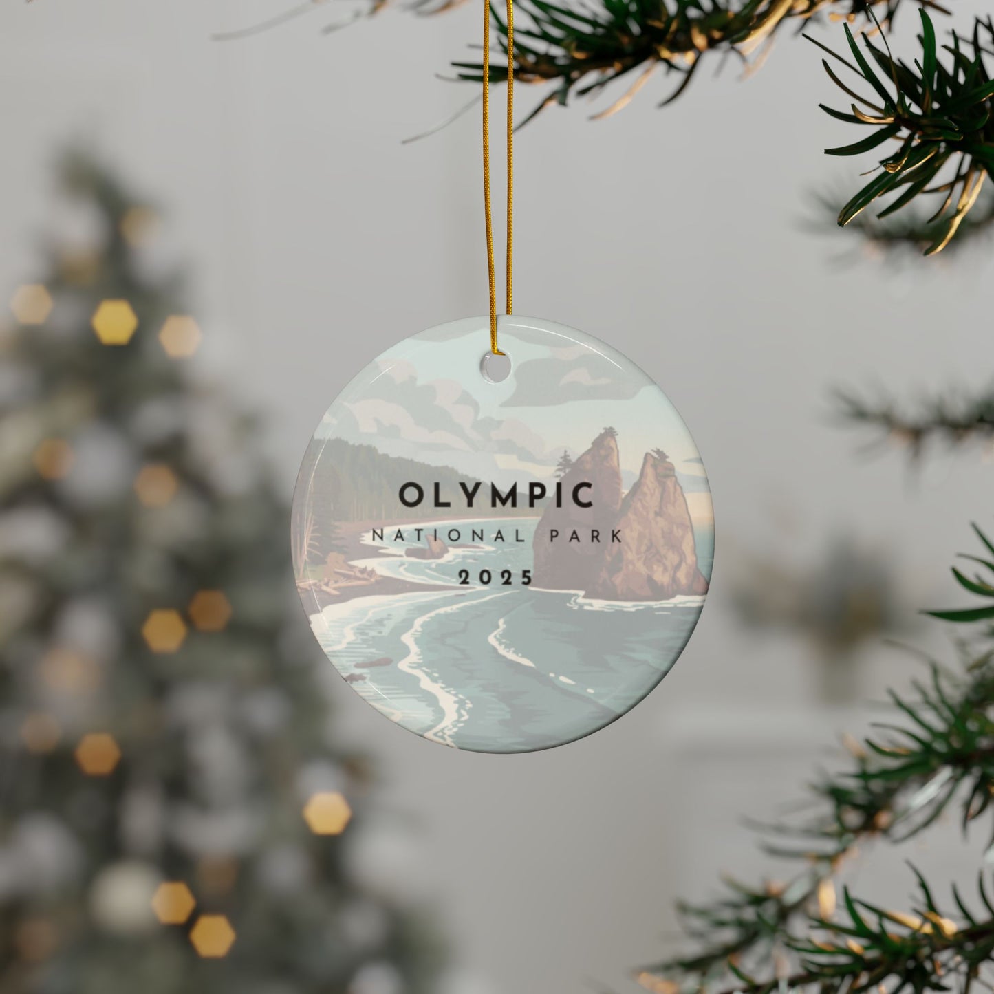 Olympic National Park 2025 Souvenir Ceramic Ornament (Double sided)