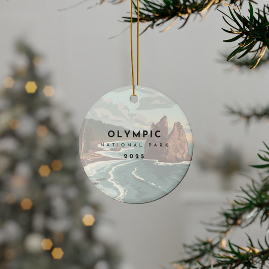 Olympic National Park 2025 Souvenir Ceramic Ornament (Double sided)