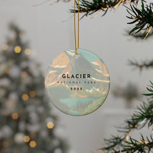 Glacier National Park 2025 Souvenir Ceramic Ornament (Double sided)