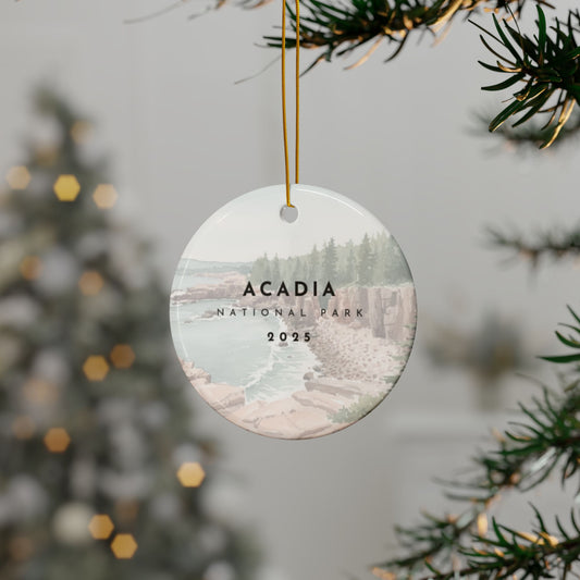Acadia National Park 2025 Souvenir Ceramic Ornament (Double sided)