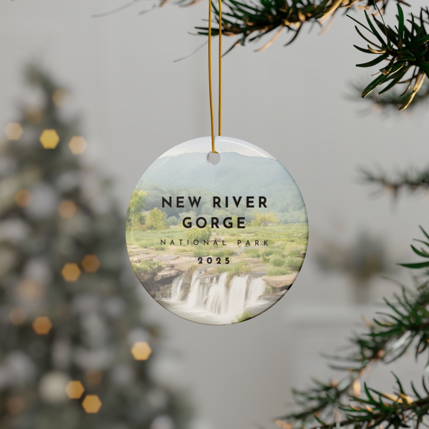 New River Gorge National Park 2025 Souvenir Ceramic Ornament (Double sided)