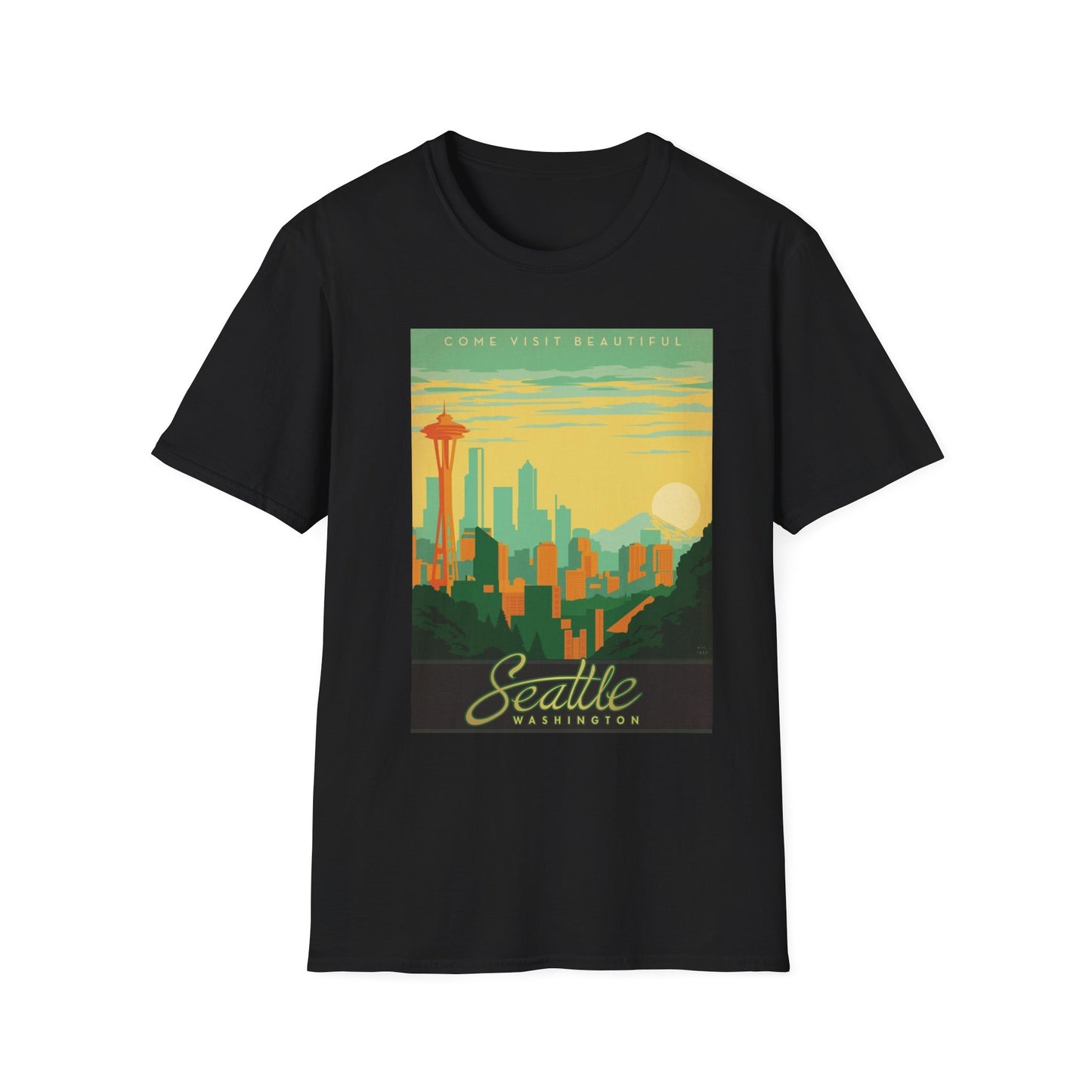 Seattle Washington Vintage Travel Art