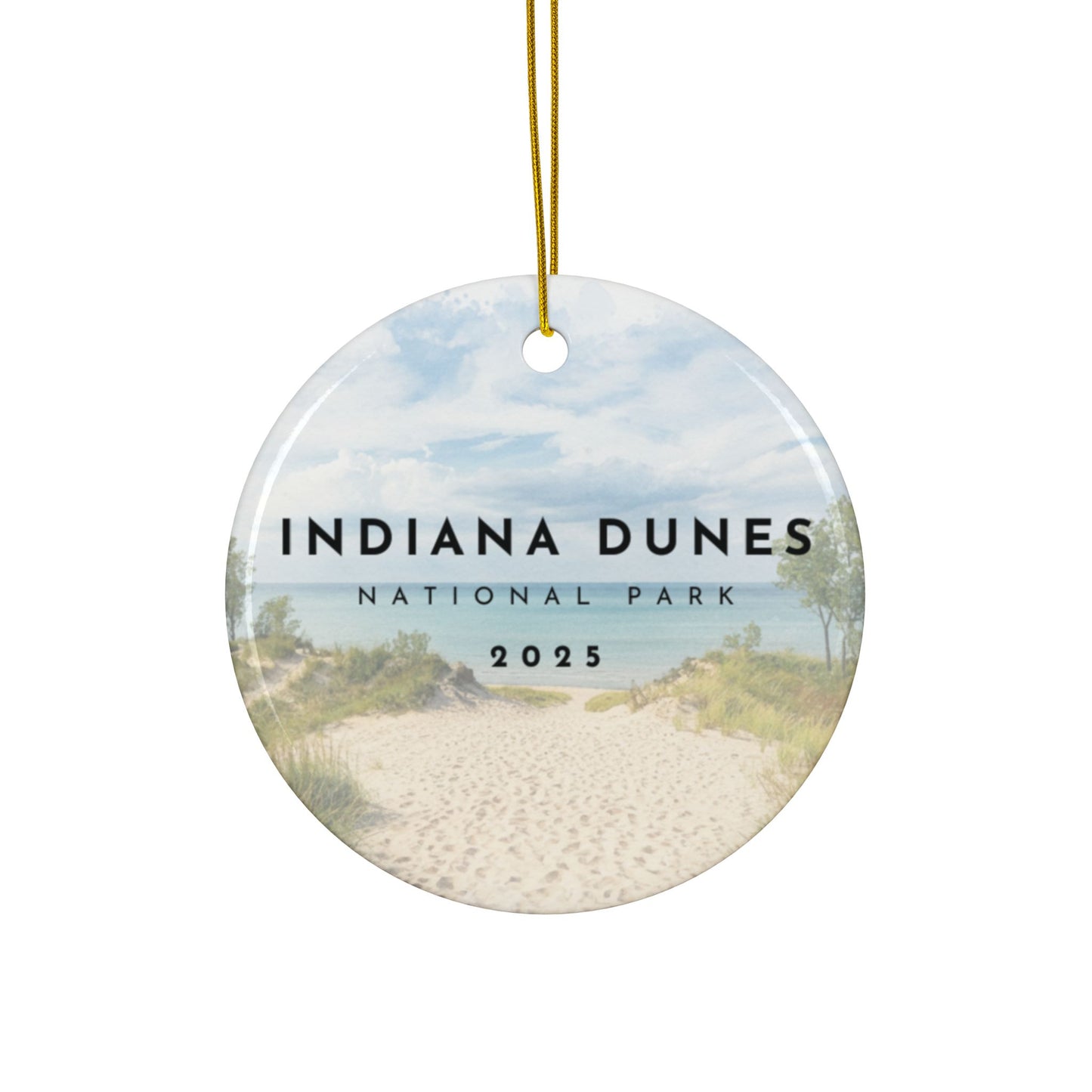Indiana Dunes National Park 2025 Souvenir Ceramic Ornament (Double sided)