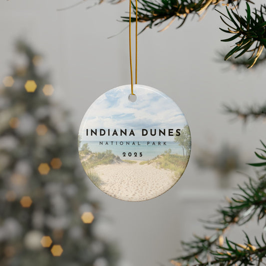Indiana Dunes National Park 2025 Souvenir Ceramic Ornament (Double sided)