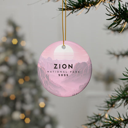 Zion National Park 2025 Souvenir Ceramic Ornament (Double sided)