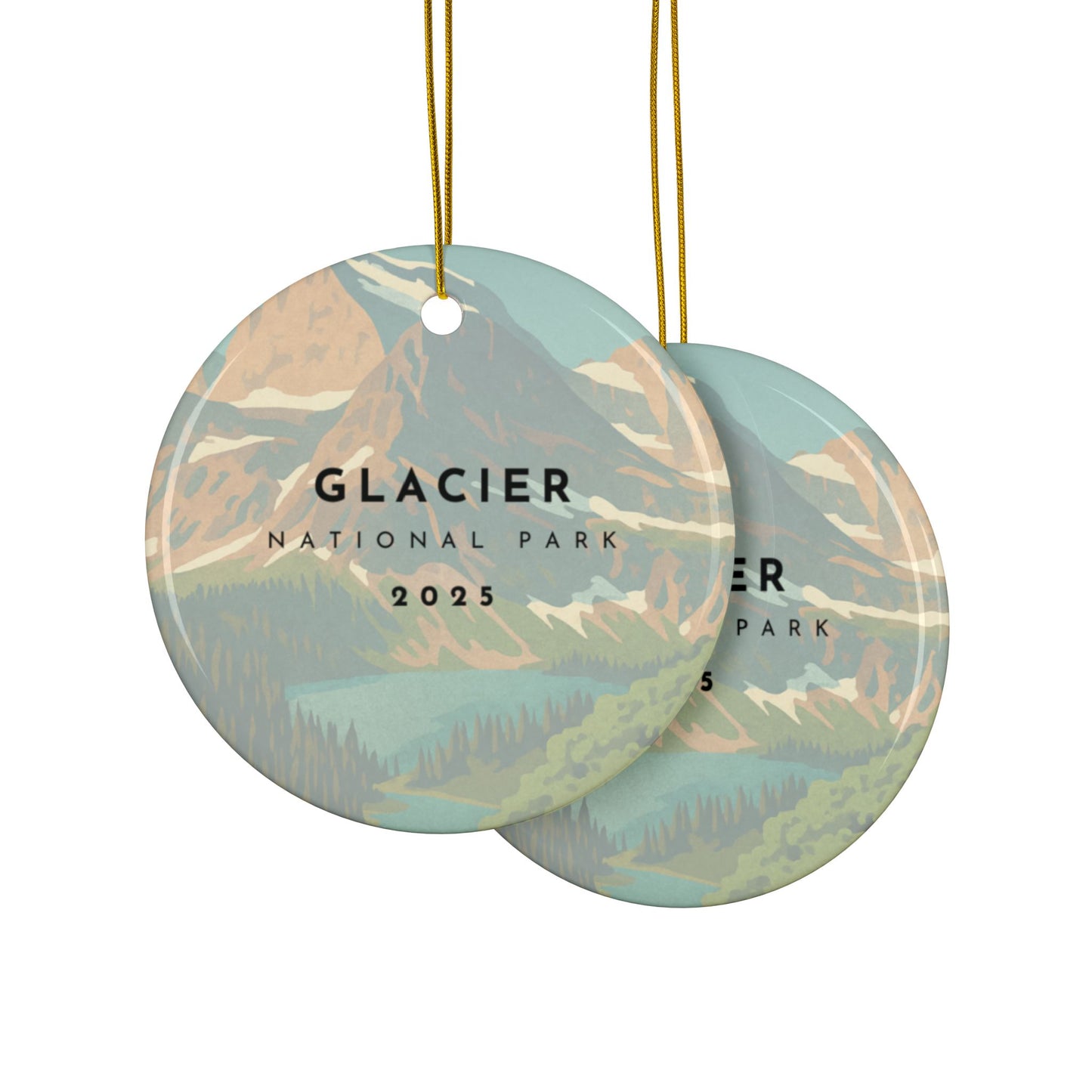 Glacier National Park 2025 Souvenir Ceramic Ornament (Double sided)