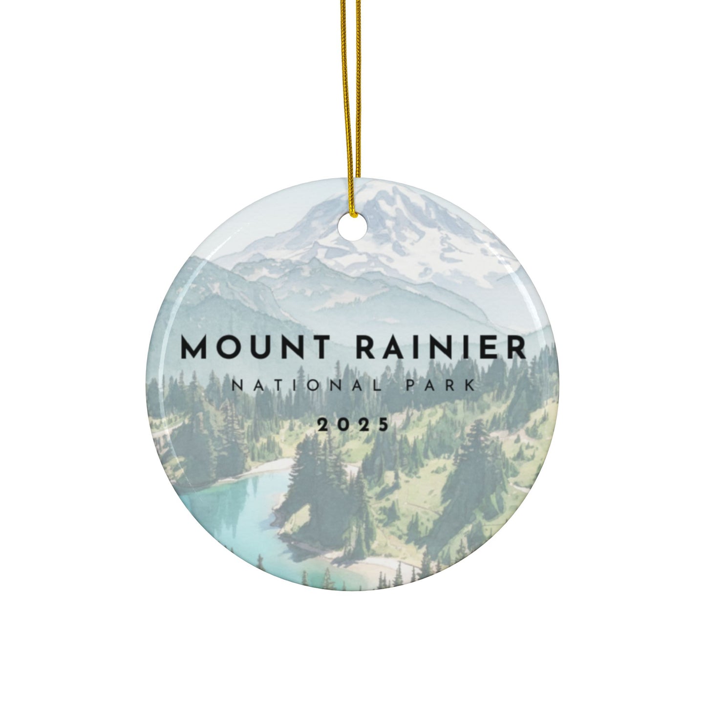 Mount Rainier National Park 2025 Souvenir Ceramic Ornament (Double sided)