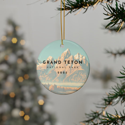 Grand Teton National Park 2025 Souvenir Ceramic Ornament (Double sided)