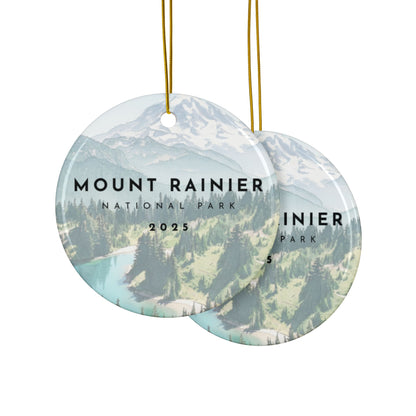 Mount Rainier National Park 2025 Souvenir Ceramic Ornament (Double sided)