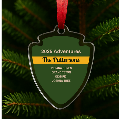 Personalized 2025 National Park Adventures Acrylic Ornament - Green Background
