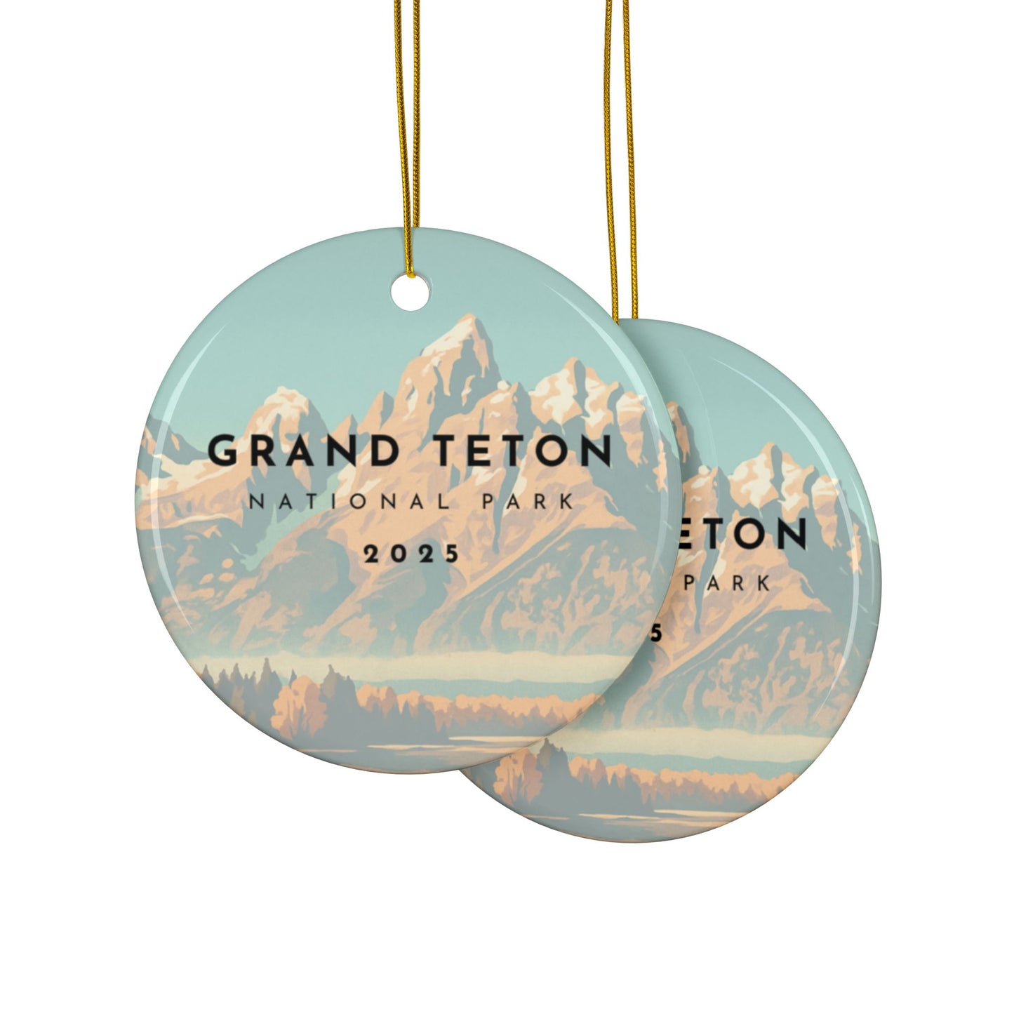 Grand Teton National Park 2025 Souvenir Ceramic Ornament (Double sided)