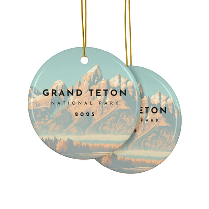 Grand Teton National Park 2025 Souvenir Ceramic Ornament (Double sided)