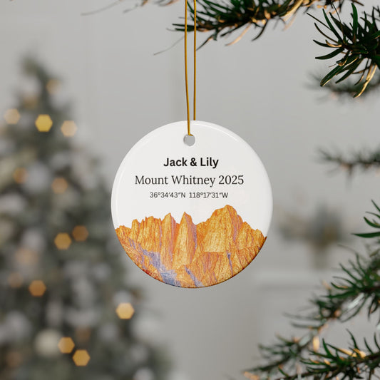 Personalized Mount Whitney Ceramic Ornament (2-sided)