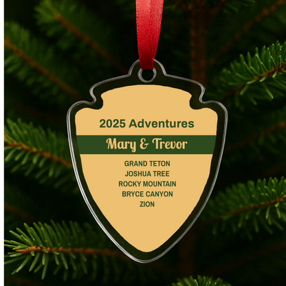 Personalized 2025 National Park Adventures Acrylic Ornament - Yellow Background