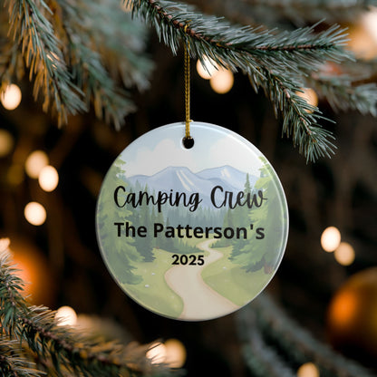 Personalized Camping Crew Ceramic Ornament (2-sided)