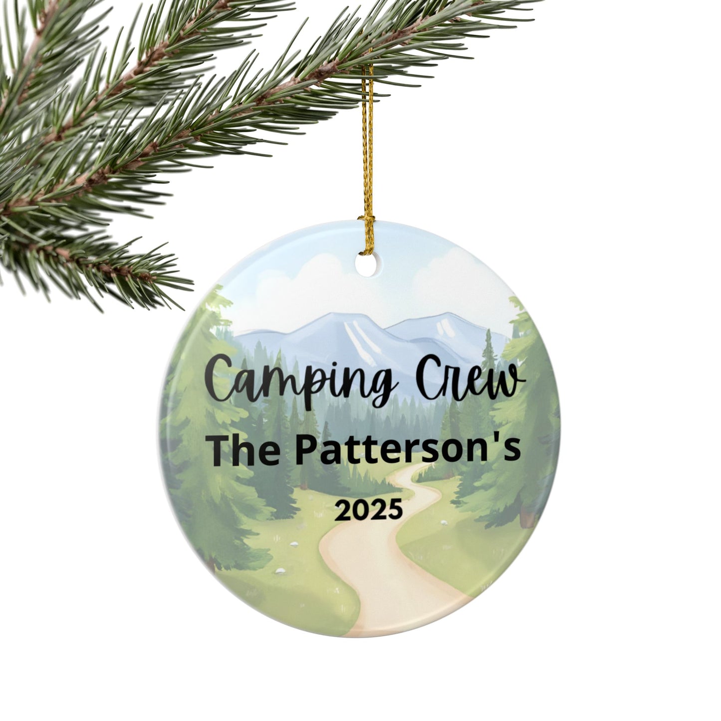 Personalized Camping Crew Ceramic Ornament (2-sided)
