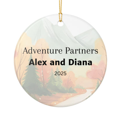 Personalized Adventure Partners Ceramic Ornament (2-sided)