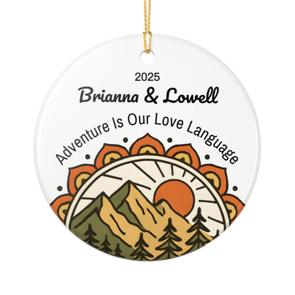 Personalized Adventure is our Love Language Ceramic Ornament (2-sided)