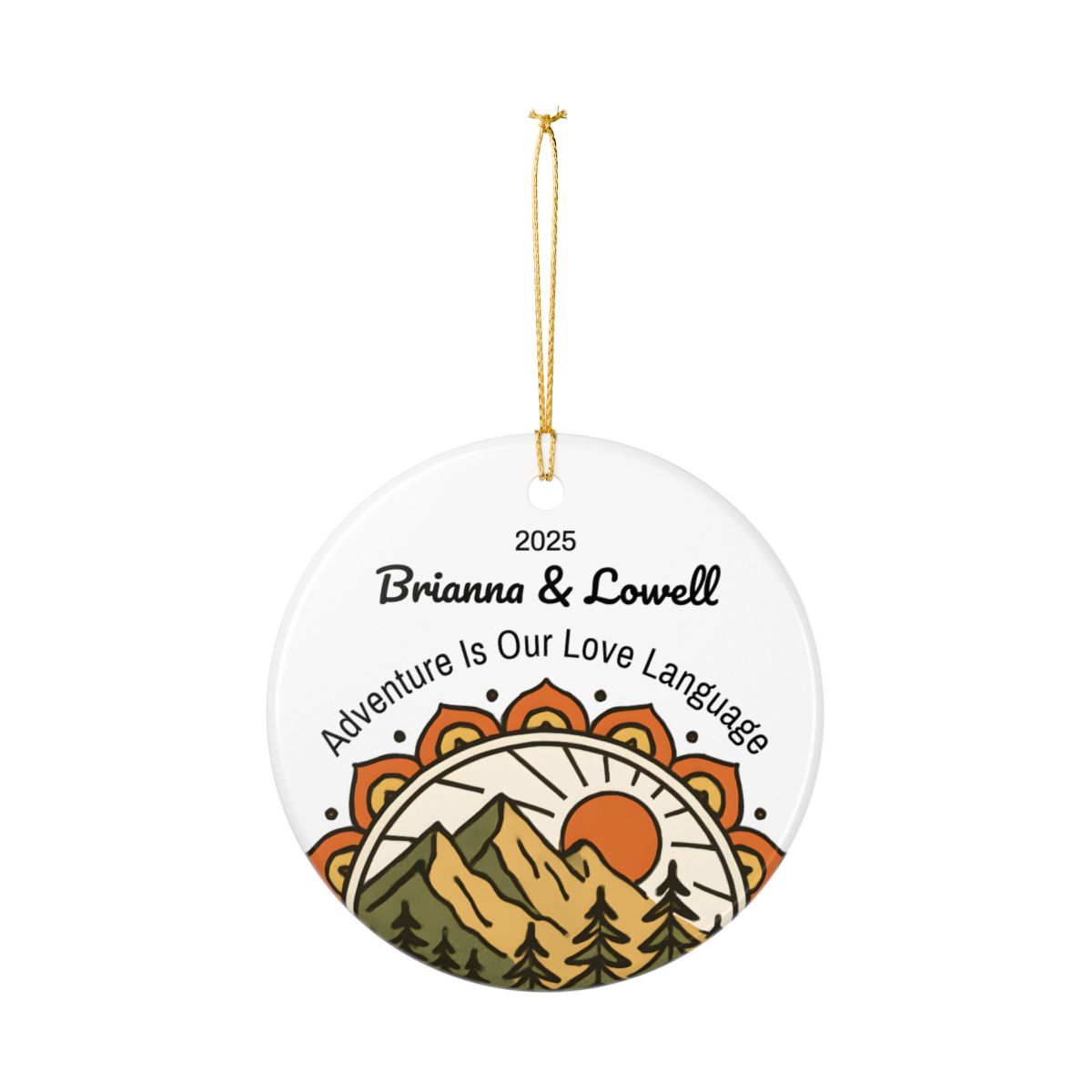 Personalized Adventure is our Love Language Ceramic Ornament (2-sided)