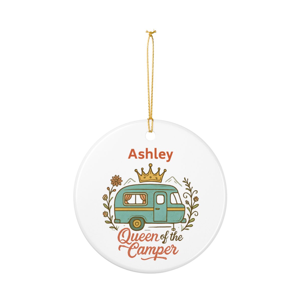 Personalized Queen of the Camper Ceramic Ornament (2-sided)