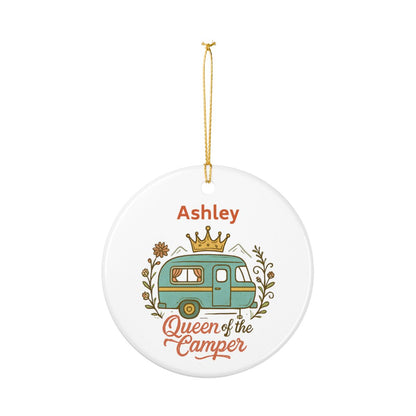 Personalized Queen of the Camper Ceramic Ornament (2-sided)