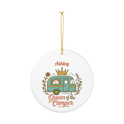 Personalized Queen of the Camper Ceramic Ornament (2-sided)