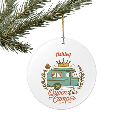 Personalized Queen of the Camper Ceramic Ornament (2-sided)