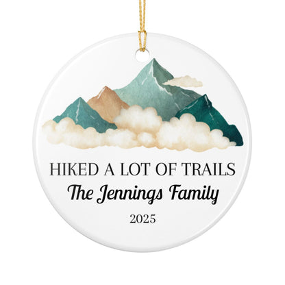 Personalized Hiked a Lot of Trails Ceramic Ornament (2-sided)