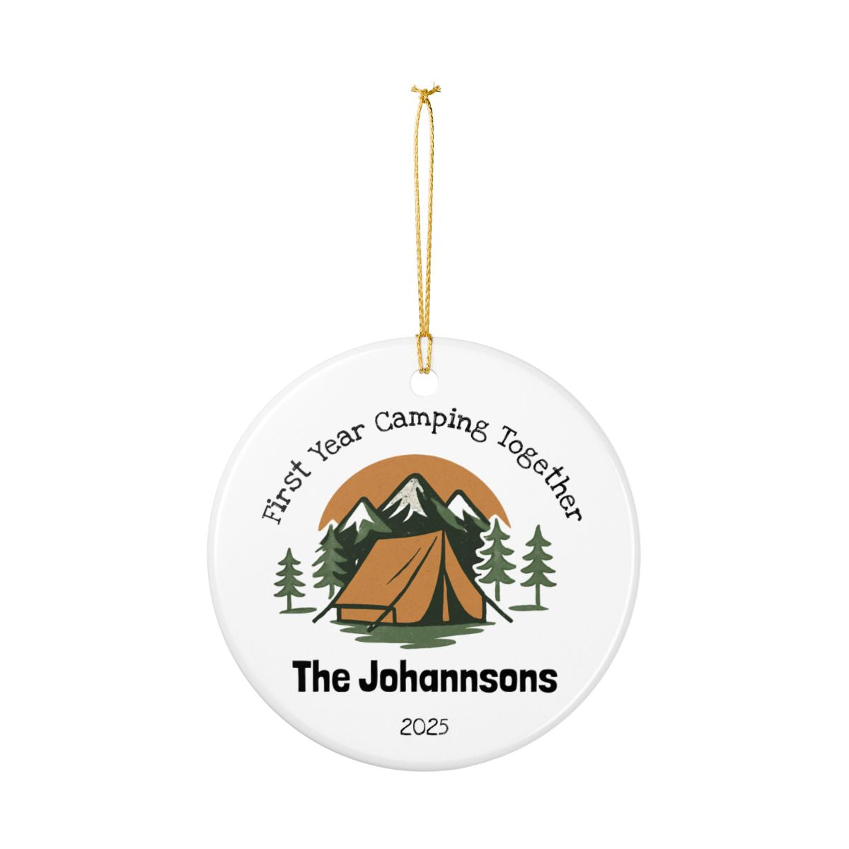 Personalized First Year Camping Together Ceramic Ornament (2-sided)