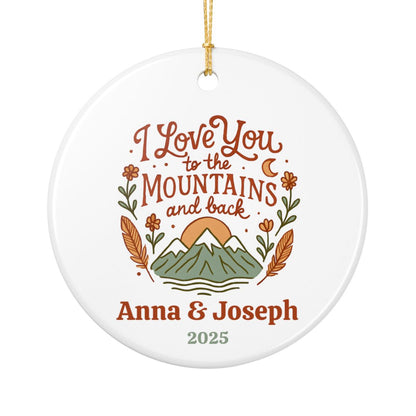 Personalized Mountains and Back Ceramic Ornament (2-sided)