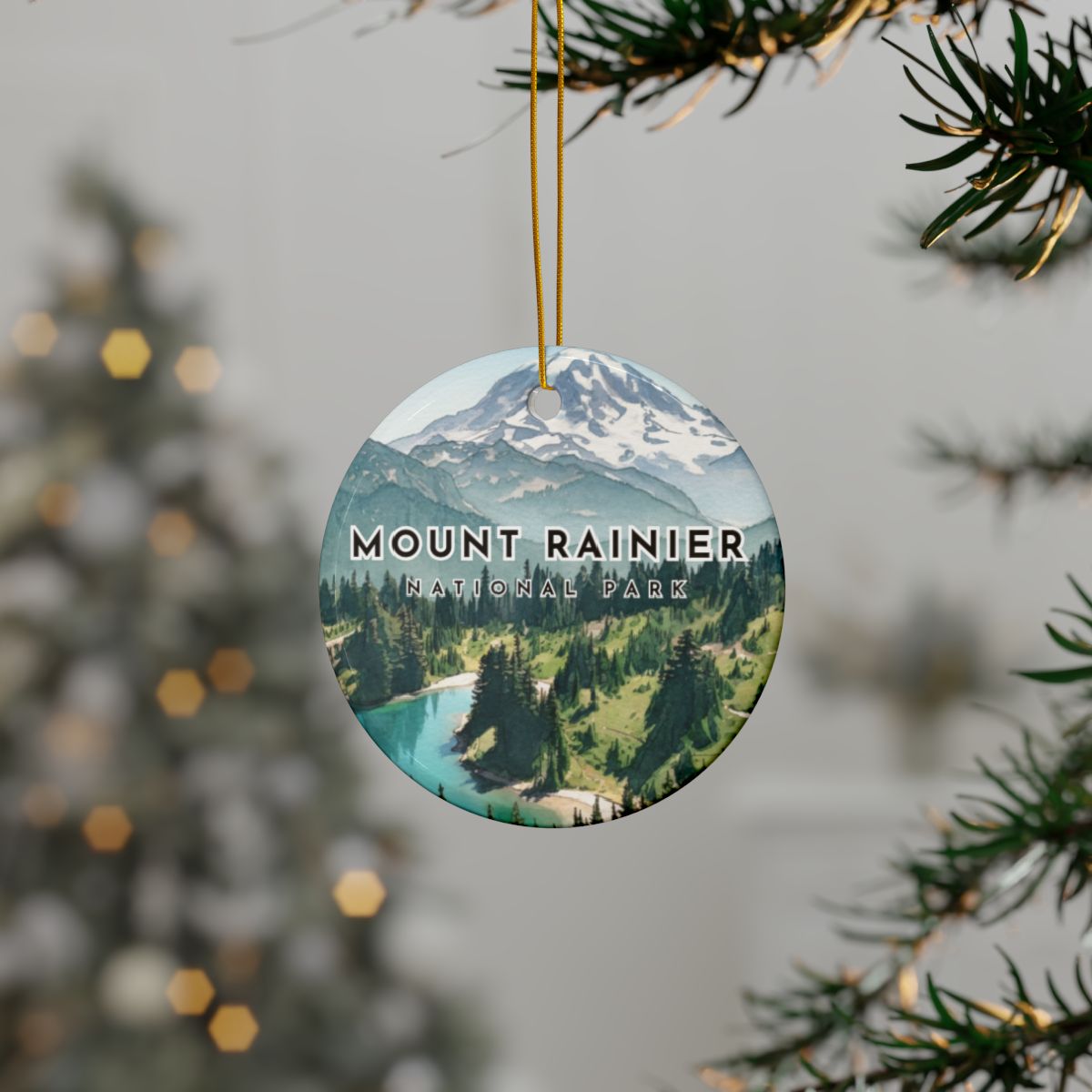 Personalized Mount Rainier National Park Ceramic Ornament (2-sided)