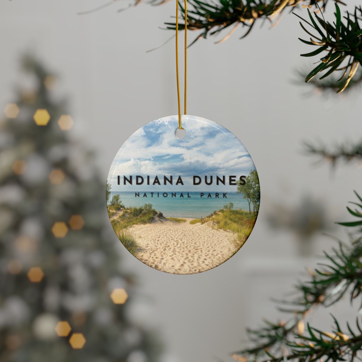 Personalized Indiana Dunes National Park Ceramic Ornament (2-sided)