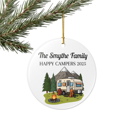 Personalized Happy Campers Ceramic Ornament (2-sided)