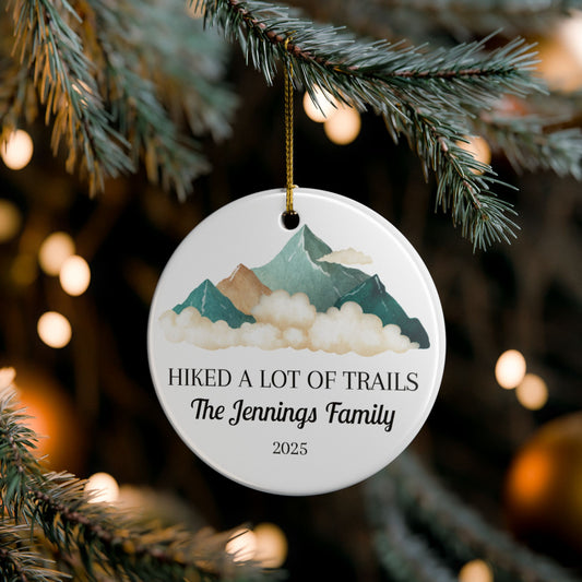 Personalized Hiked a Lot of Trails Ceramic Ornament (2-sided)