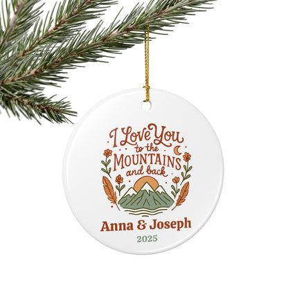 Personalized Mountains and Back Ceramic Ornament (2-sided)