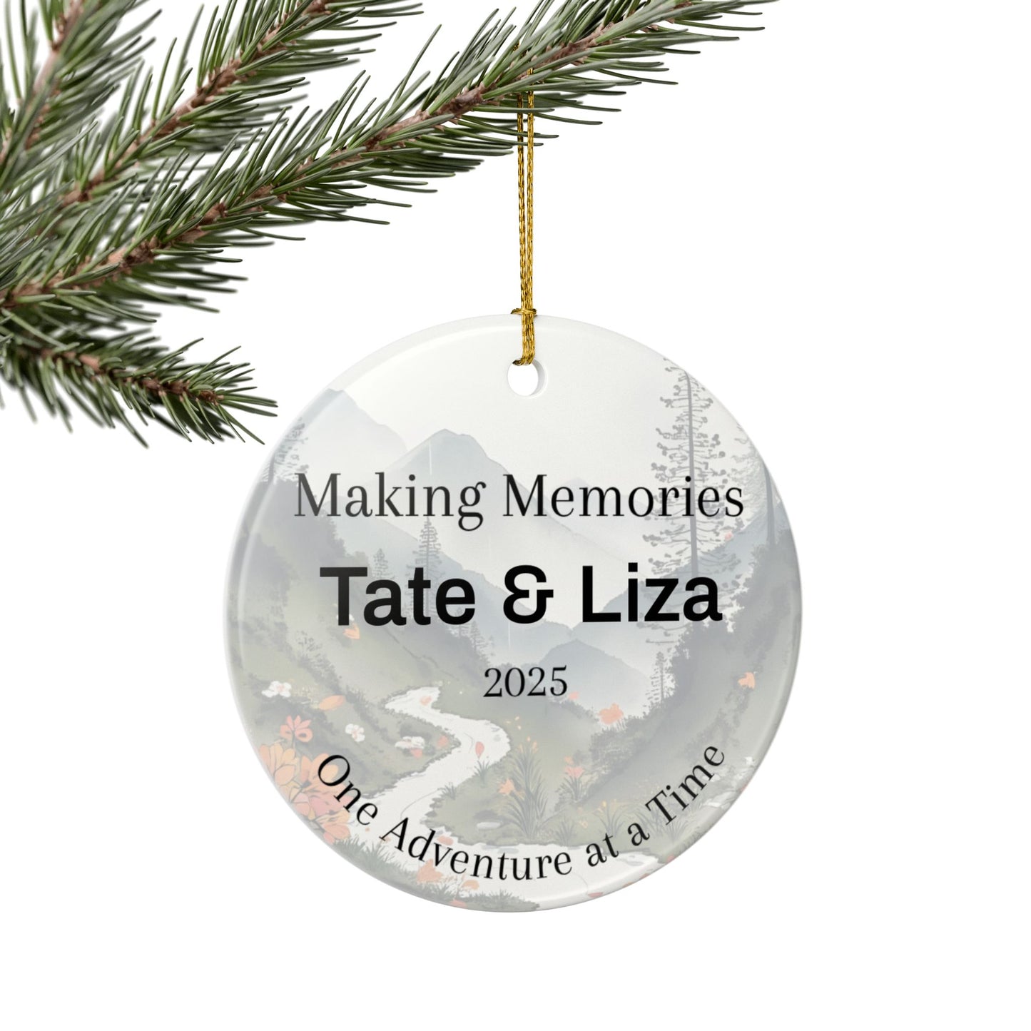 Personalized Making Memories Adventure Ceramic Ornament (2-sided)