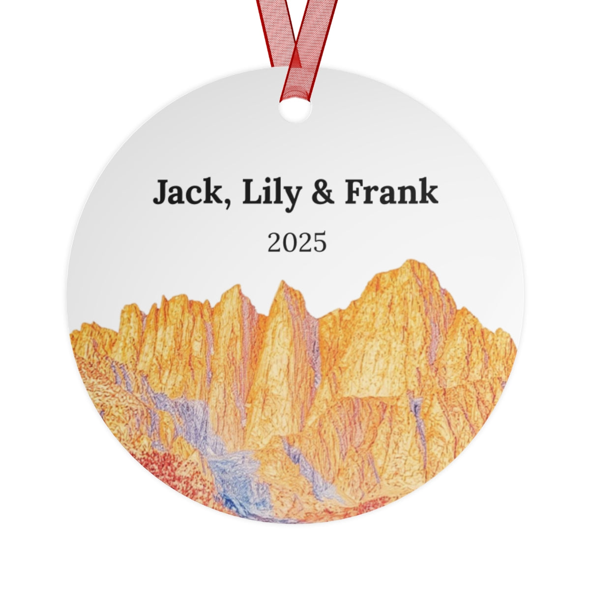 Personalized Mount Whitney Metal Ornament 2-Sided
