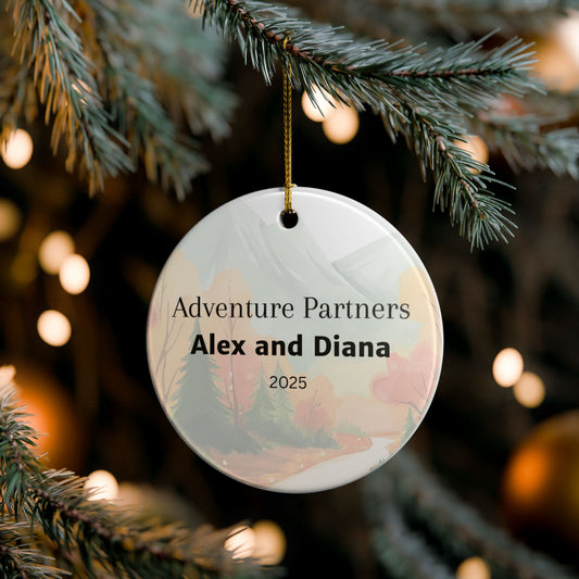 Personalized Adventure Partners Ceramic Ornament (2-sided)