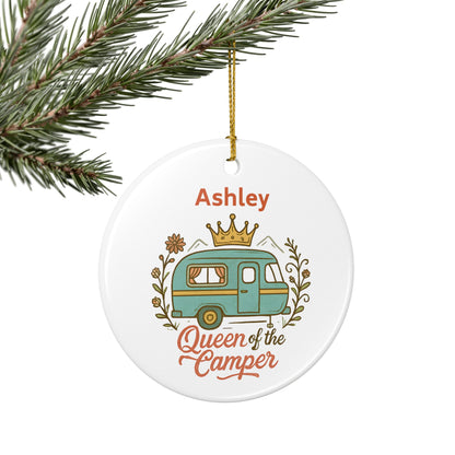Personalized Queen of the Camper Ceramic Ornament (2-sided)